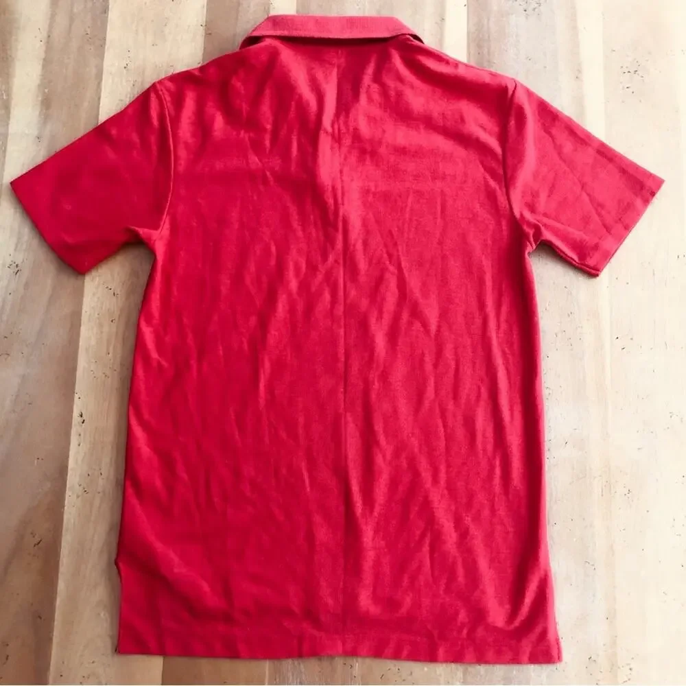 Vintage Kids Bright Red Polo Fire Breathing Dragon Chest Logo Knit Boys 20 Prep